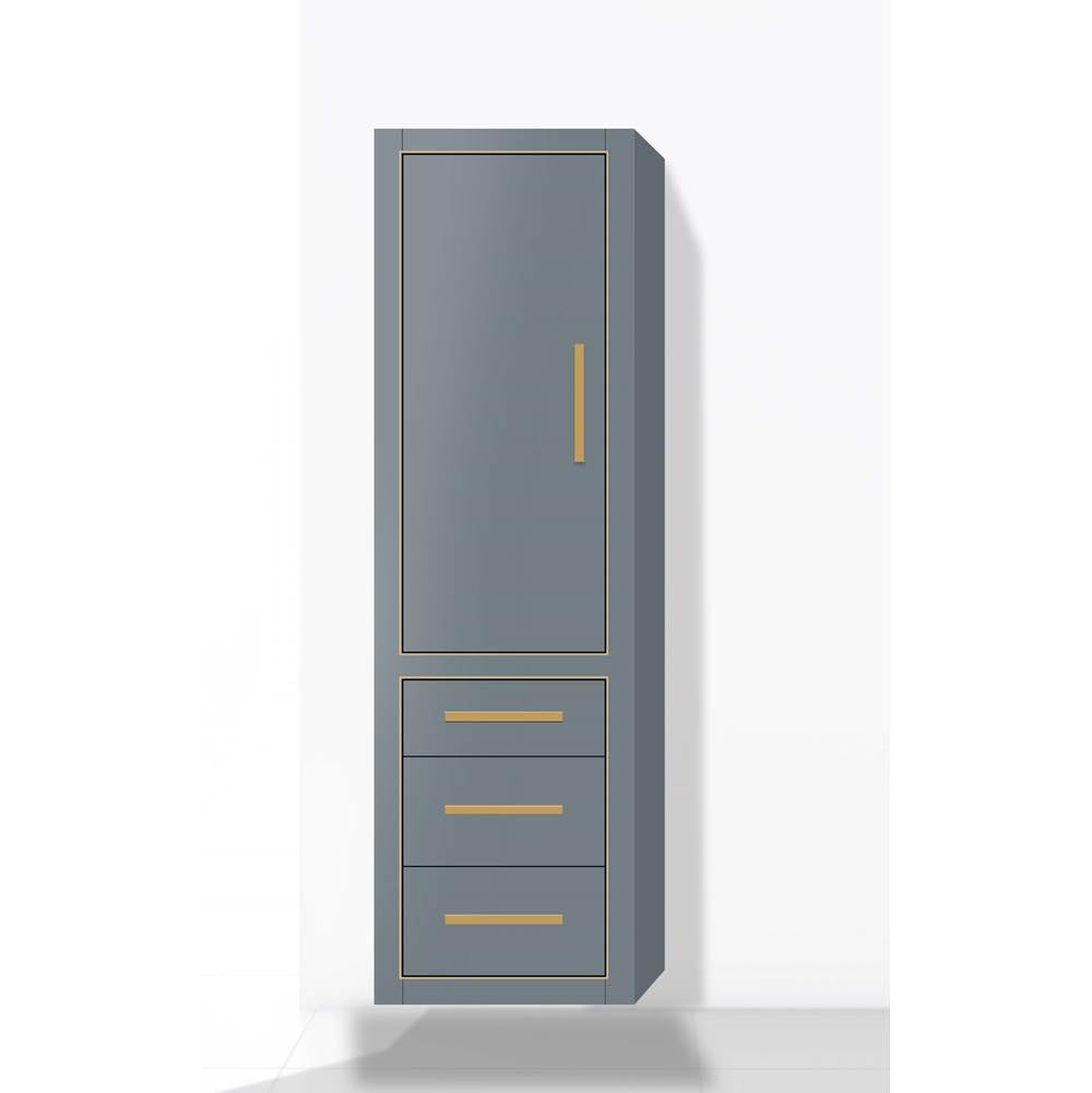 Madeli - Madeli Villa 20''W x 18''D x 71''H Wall Hung Linen Cabinet L Hinged In Studio Grey/HW: Satin Brass(SB) - Studio Gray With Satin Brass