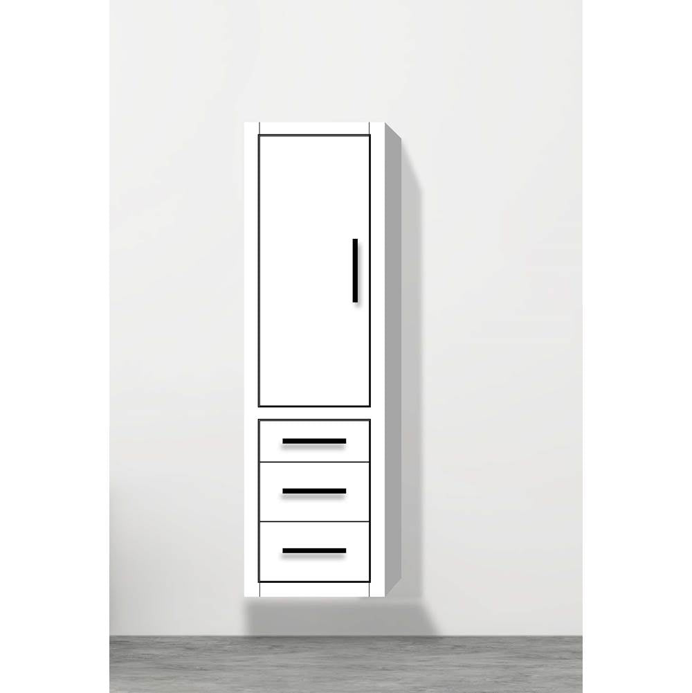 Madeli - Madeli Villa 20''W x 18''D x 71''H Wall Hung Linen Cabinet L Hinged In White/HW: Matte Black(MB) - White With Matte Black