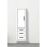 Madeli - Madeli Villa 20''W x 18''D x 71''H Wall Hung Linen Cabinet L Hinged In White/HW: Matte Black(MB) - White With Matte Black
