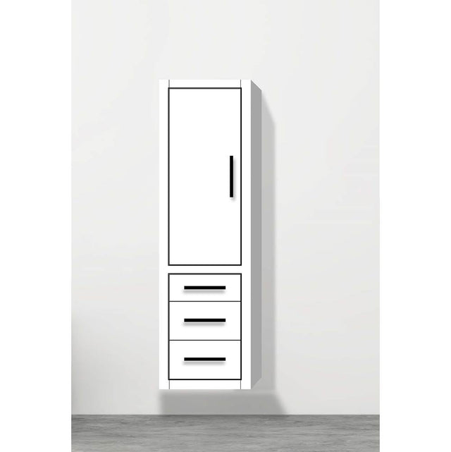 Madeli - Madeli Villa 20''W x 18''D x 71''H Wall Hung Linen Cabinet L Hinged In White/HW: Matte Black(MB) - White With Matte Black