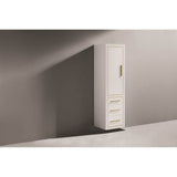 Madeli - Madeli Villa 20''W x 18''D x 71''H Wall Hung Linen Cabinet L Hinged In White/HW: Satin Brass(SB) - White With Satin Brass
