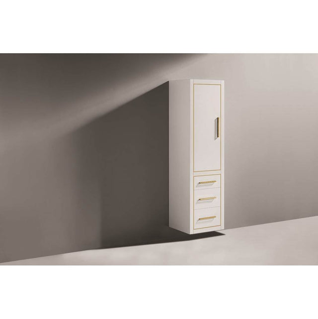 Madeli - Madeli Villa 20''W x 18''D x 71''H Wall Hung Linen Cabinet L Hinged In White/HW: Satin Brass(SB) - White With Satin Brass