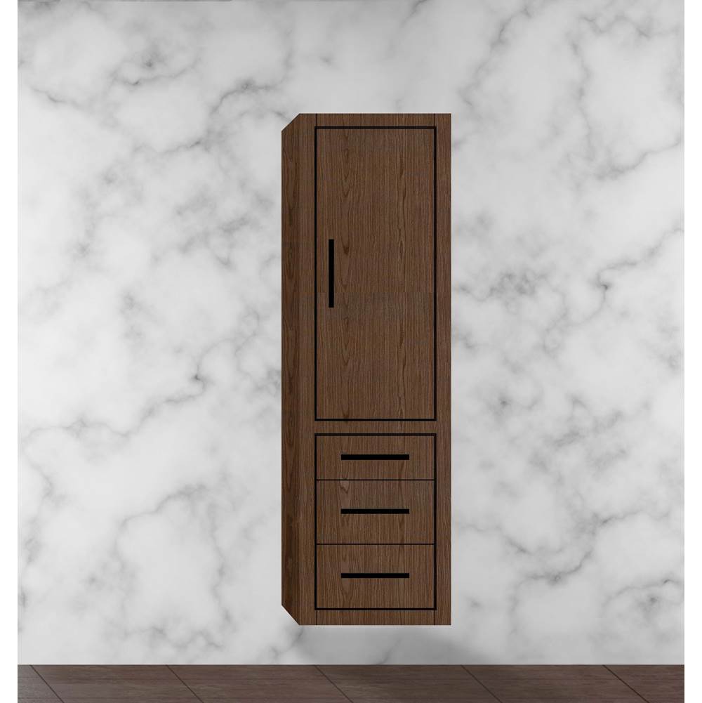 Madeli - Madeli Villa 20''W x 18''D x 71''H Wall Hung Linen Cabinet R Hinged In Brandy/HW: Matte Black(MB) - Brandy With Matte Black
