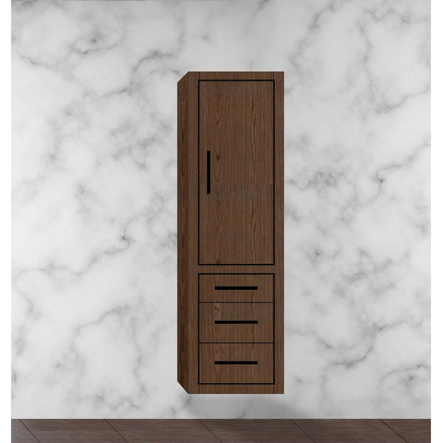 Madeli - Madeli Villa 20''W x 18''D x 71''H Wall Hung Linen Cabinet R Hinged In Brandy/HW: Matte Black(MB) - Brandy With Matte Black