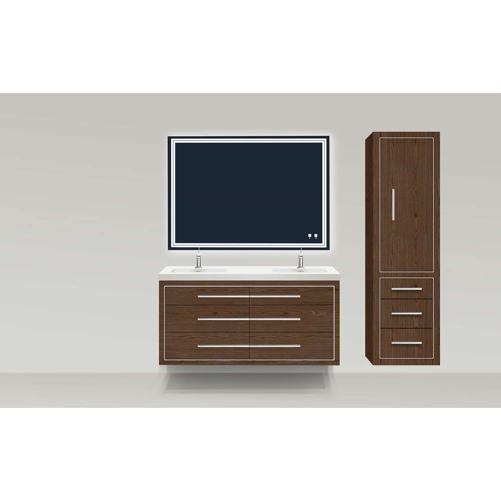 Madeli - Madeli Villa 20''W x 18''D x 71''H Wall Hung Linen Cabinet R Hinged In Brandy/HW: Polished Nickel(PN) - Brandy With Polished Nickel