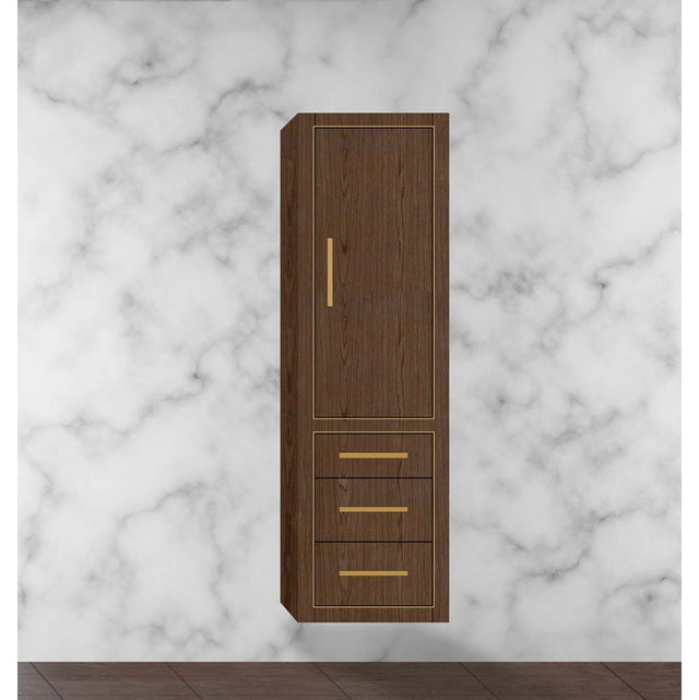Madeli - Madeli Villa 20''W x 18''D x 71''H Wall Hung Linen Cabinet R Hinged In Brandy/HW: Satin Brass(SB) - Brandy With Satin Brass