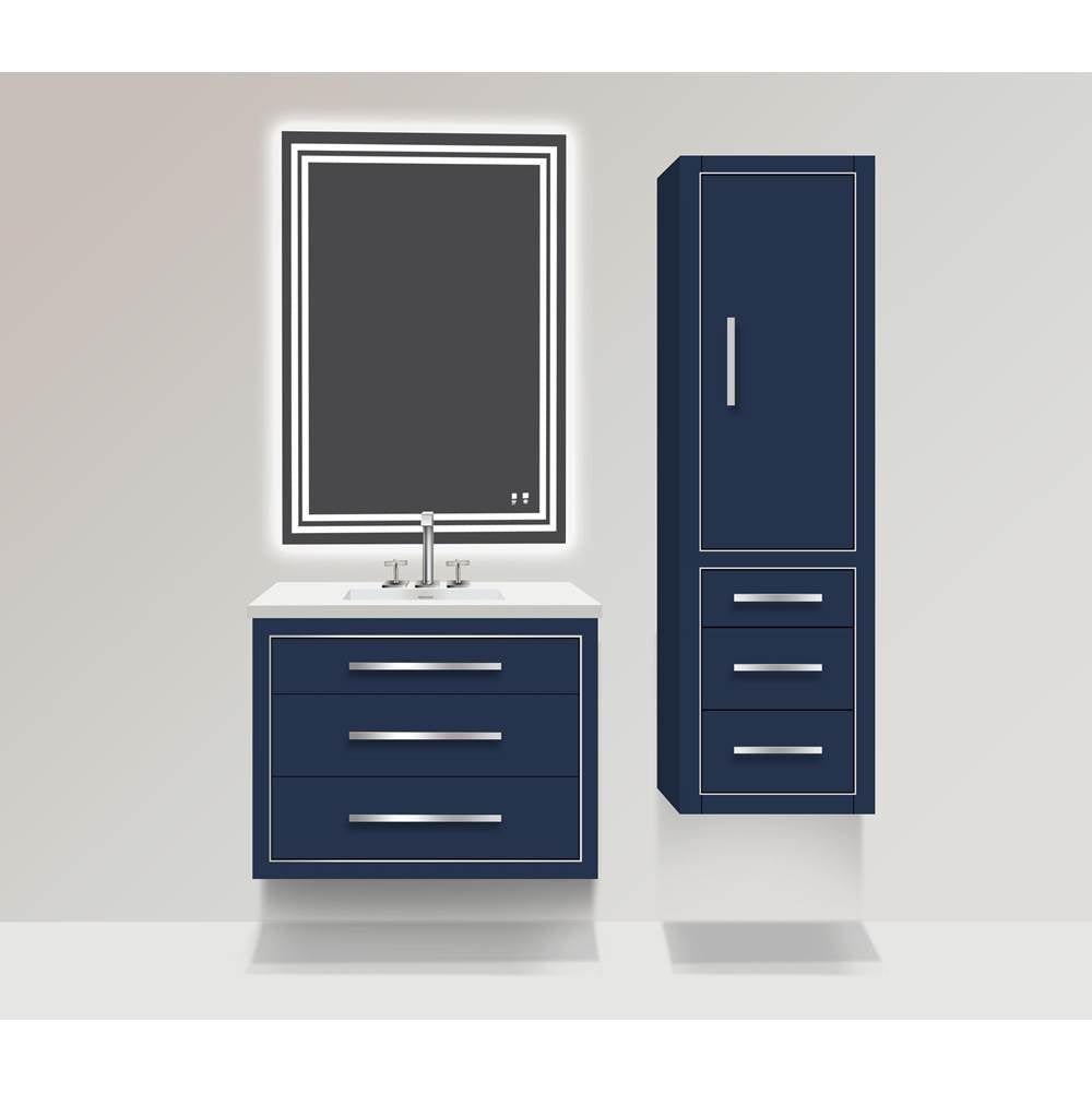 Madeli - Madeli Villa 20''W x 18''D x 71''H Wall Hung Linen Cabinet R Hinged In Sapphire/HW: Polished Chrome(PC) - Sapphire With Polished Chrome