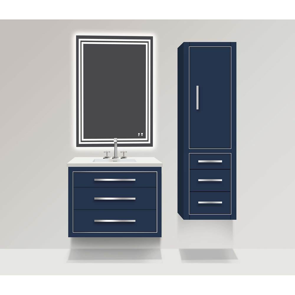 Madeli - Madeli Villa 20''W x 18''D x 71''H Wall Hung Linen Cabinet R Hinged In Sapphire/HW: Polished Nickel(PN) - Sapphire With Polished Nickel