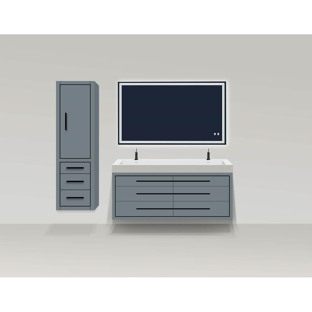 Madeli - Madeli Villa 20''W x 18''D x 71''H Wall Hung Linen Cabinet R Hinged In Studio Grey/HW: Matte Black(MB) - Studio Gray With Matte Black