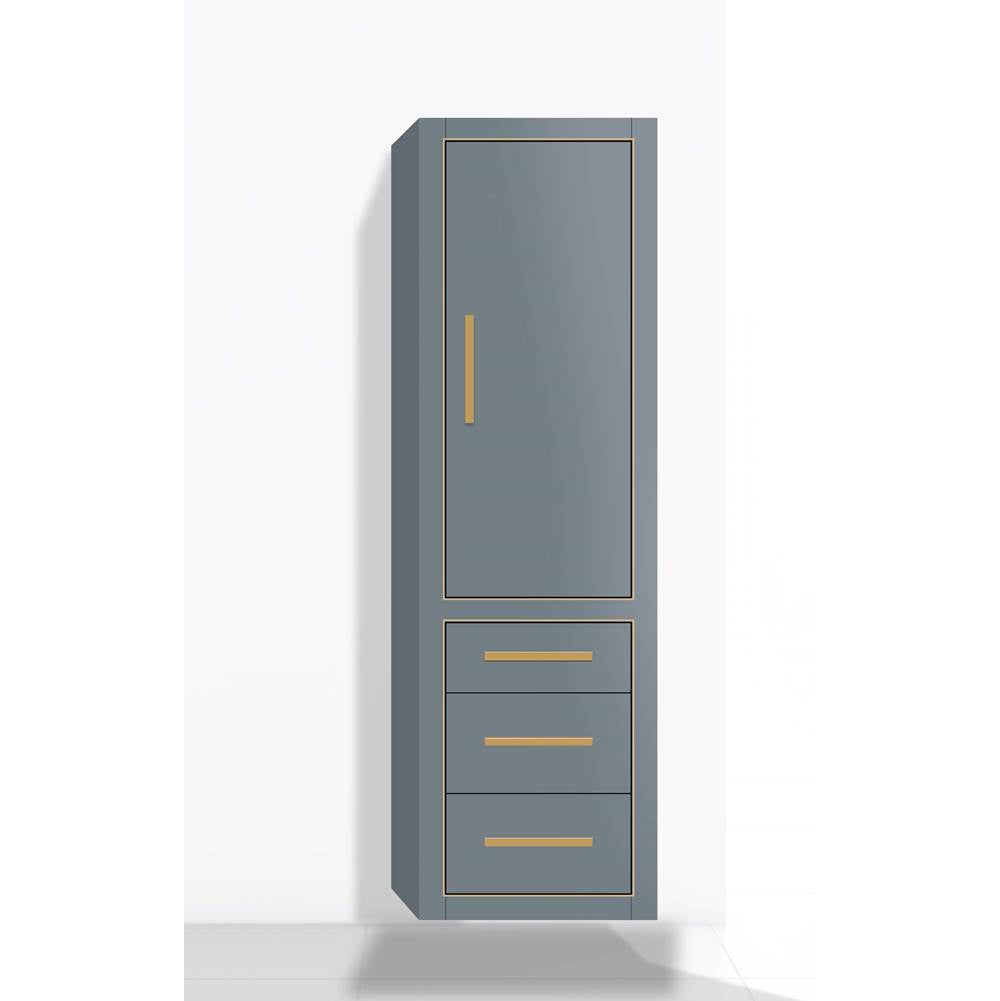Madeli - Madeli Villa 20''W x 18''D x 71''H Wall Hung Linen Cabinet R Hinged In Studio Grey/HW: Satin Brass(SB) - Studio Gray With Satin Brass