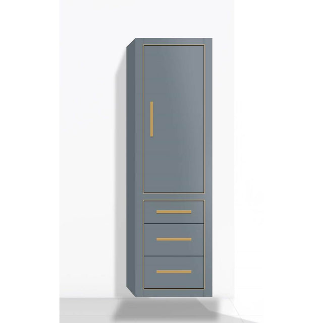 Madeli - Madeli Villa 20''W x 18''D x 71''H Wall Hung Linen Cabinet R Hinged In Studio Grey/HW: Satin Brass(SB) - Studio Gray With Satin Brass