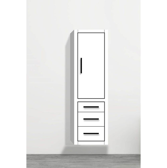 Madeli - Madeli Villa 20''W x 18''D x 71''H Wall Hung Linen Cabinet R Hinged In White/HW: Matte Black(MB) - White With Matte Black