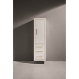 Madeli - Madeli Villa 20''W x 18''D x 71''H Wall Hung Linen Cabinet R Hinged In White/HW: Satin Brass(SB) - White With Satin Brass