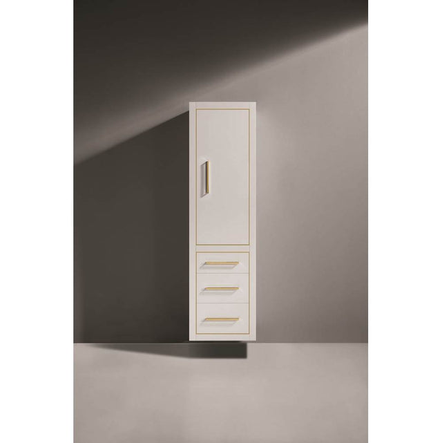 Madeli - Madeli Villa 20''W x 18''D x 71''H Wall Hung Linen Cabinet R Hinged In White/HW: Satin Brass(SB) - White With Satin Brass