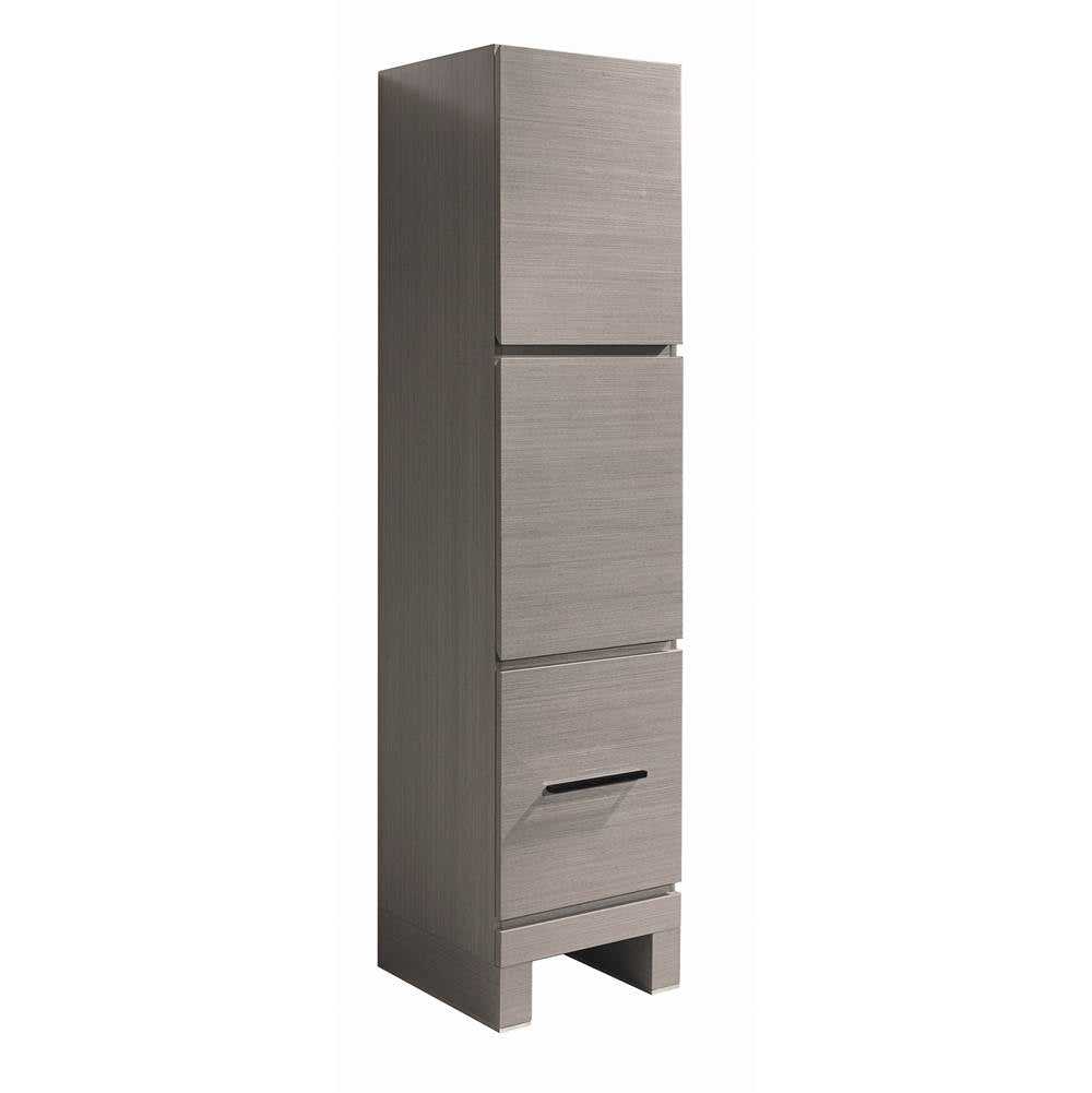 Madeli - Madeli Vicenza 18''W x 18''D x 76''H Free Standing Linen Cabinet L Hinged In Ash Grey/HW: Matte Black(MB) - Ash Gray With Matte Black