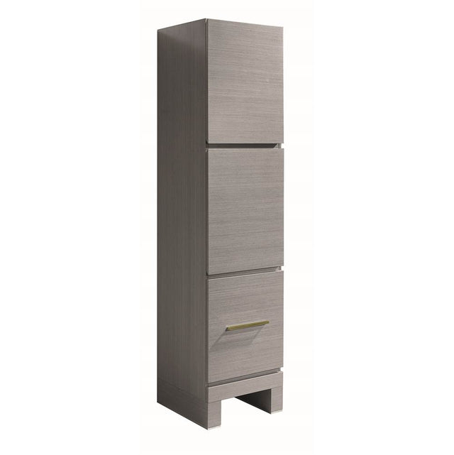 Madeli - Madeli Vicenza 18''W x 18''D x 76''H Free Standing Linen Cabinet L Hinged In Ash Grey/HW: Satin Brass(SB) - Ash Gray With Satin Brass