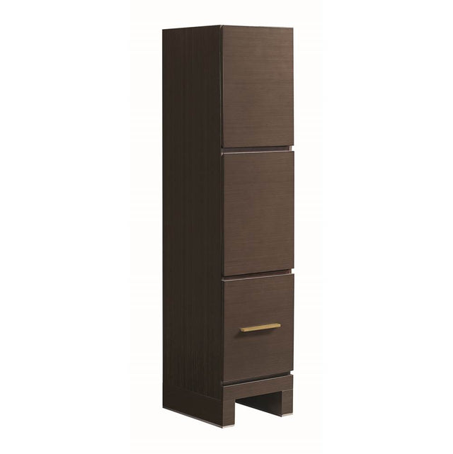 Madeli - Madeli Vicenza 18''W x 18''D x 76''H Free Standing Linen Cabinet L Hinged In Walnut/HW: Satin Brass(SB) - Walnut With Satin Brass