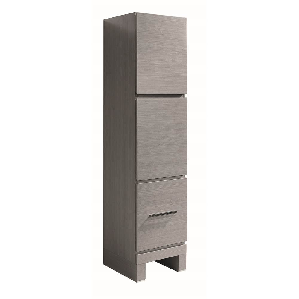 Madeli - Madeli Vicenza 18''W x 18''D x 76''H Free Standing Linen Cabinet R Hinged In Ash Grey/HW: Polished Chrome(PC) - Ash Gray With Polished Chrome