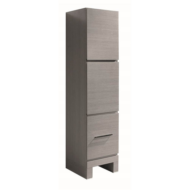 Madeli - Madeli Vicenza 18''W x 18''D x 76''H Free Standing Linen Cabinet R Hinged In Ash Grey/HW: Polished Chrome(PC) - Ash Gray With Polished Chrome