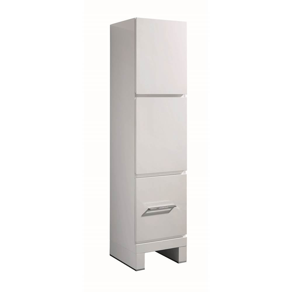 Madeli - Madeli Vicenza 18''W x 18''D x 76''H Free Standing Linen Cabinet R Hinged In White/HW: Brushed Nickel(BN) - White With Brushed Nickel