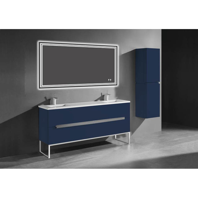 Madeli - Madeli Soho 72'' Free standing Vanity Cabinet in Sapphire/HW: Polished Nickel(BN) - Sapphire With Brushed Nickel