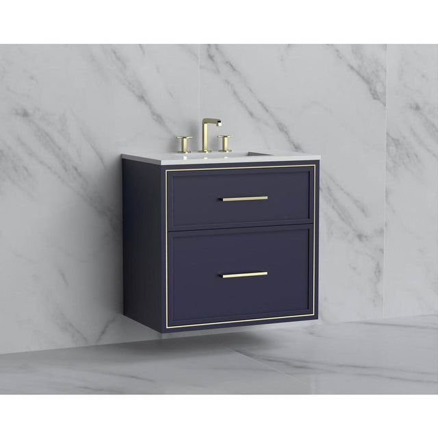 Madeli - Madeli Edge 30'' Wall hung Vanity Cabinet in Sapphire/HW: Handles Polished Nickel(PN) - Sapphire With Polished Nickel