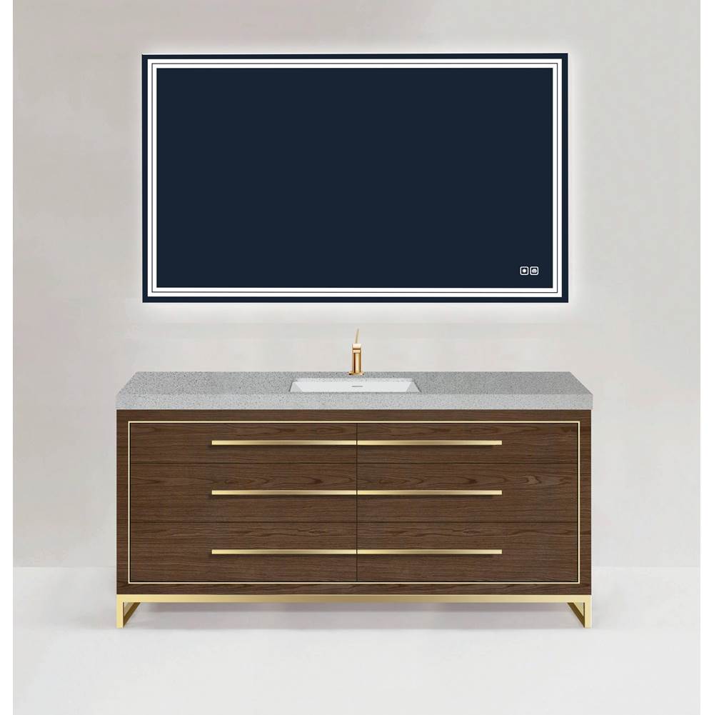 Madeli - Madeli Estate 60D'' Free standing Vanity Cabinet in Brandy/HW: Polished Nickel(PN) - Brandy With Polished Nickel