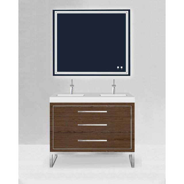 Madeli - Madeli Estate 60D'' Free standing Vanity Cabinet in Brandy/HW: Satin Brass(SB) - Brandy With Satin Brass