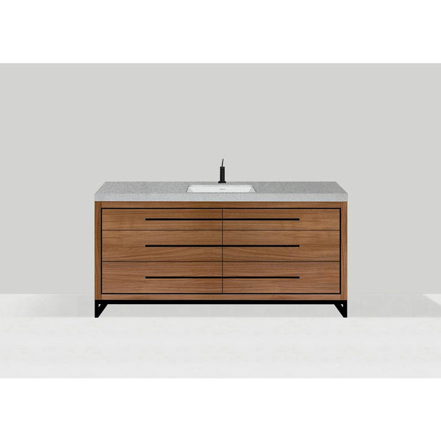 Madeli - Madeli Estate 60C'' Free standing Vanity Cabinet in Natural Walnut/HW: Polished Nickel(PN) - Natural Walnut With Polished Nickel
