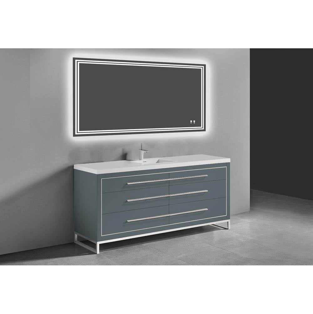 Madeli - Madeli Estate 60D'' Free standing Vanity Cabinet in Studio Grey/HW: Satin Brass(SB) - Studio Gray With Satin Brass