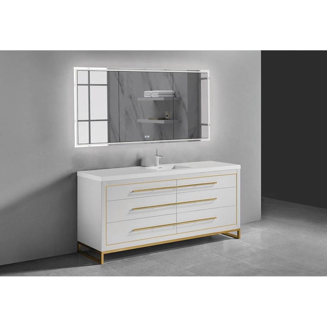 Madeli - Madeli Estate 60D'' Free standing Vanity Cabinet in White/HW: Brushed Nickel(BN) - White With Brushed Nickel