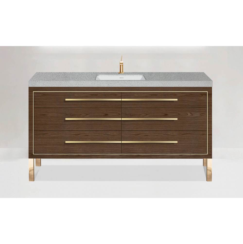 Madeli - Madeli Estate 60D'' Free standing Vanity Cabinet in Brandy/HW: Polished Nickel(PN) - Brandy With Polished Nickel