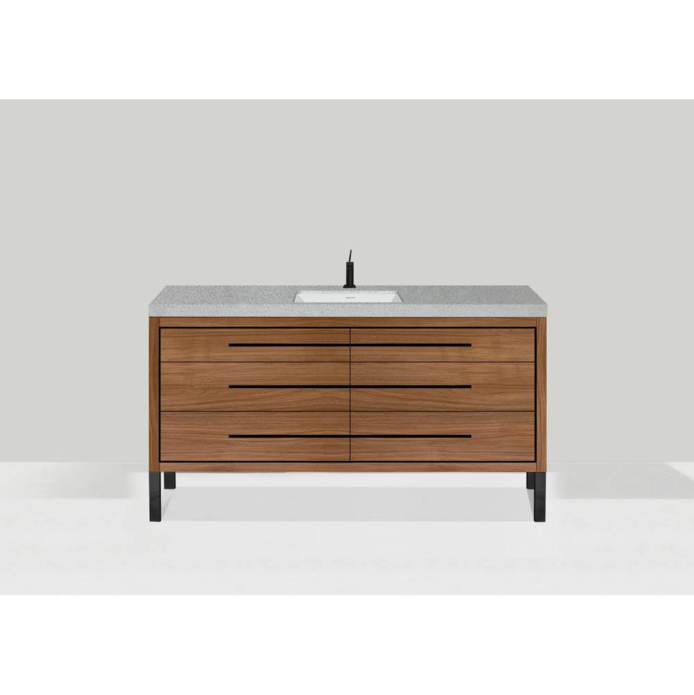 Madeli - Madeli Estate 60C'' Free standing Vanity Cabinet in Natural Walnut/HW: Polished Nickel(PN) - Natural Walnut With Polished Nickel