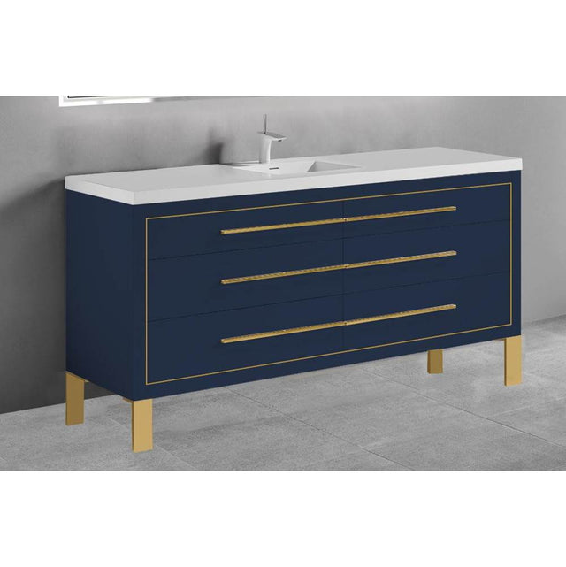 Madeli - Madeli Estate 60D'' Free standing Vanity Cabinet in Sapphire/HW: Matte Black(MB) - Sapphire With Matte Black