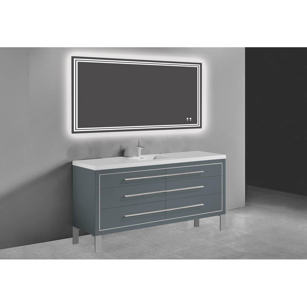 Madeli - Madeli Estate 60D'' Free standing Vanity Cabinet in Studio Grey/HW: Polished Chrome(PC) - Studio Gray With Polished Chrome