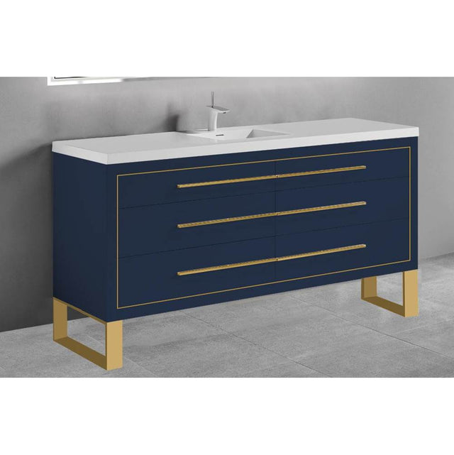 Madeli - Madeli Estate 60D'' Free standing Vanity Cabinet in Sapphire/HW: Brushed Nickel(BN) - Sapphire With Brushed Nickel