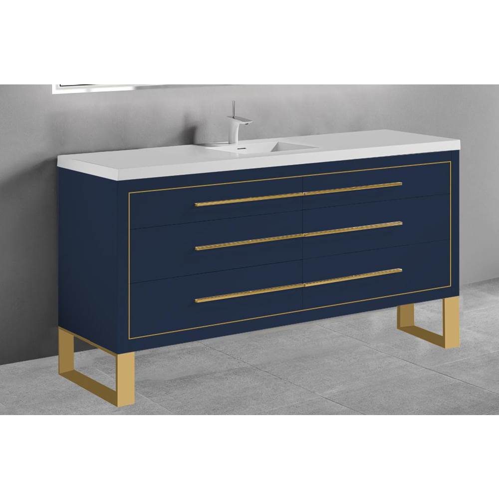 Madeli - Madeli Estate 60D'' Free standing Vanity Cabinet in Sapphire/HW: Satin Brass(SB) - Sapphire With Satin Brass