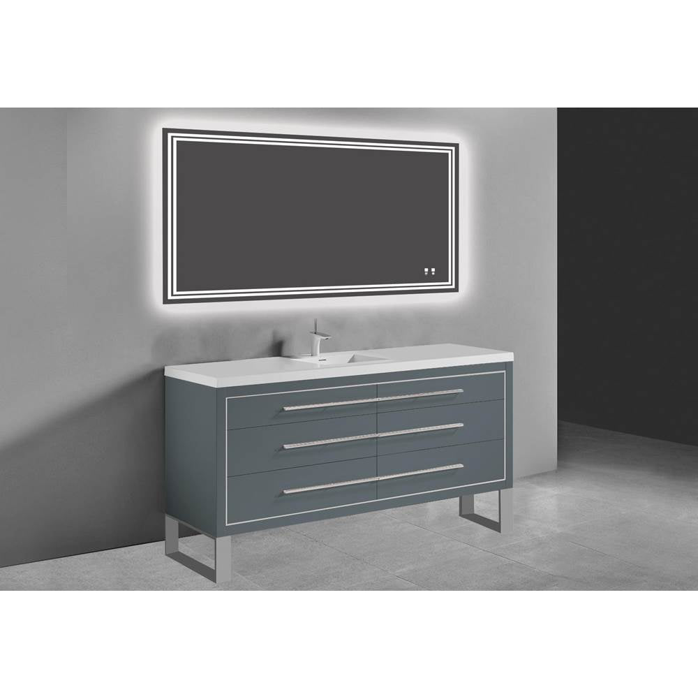 Madeli - Madeli Estate 60D'' Free standing Vanity Cabinet in Studio Grey/HW: Polished Chrome(PC) - Studio Gray With Polished Chrome