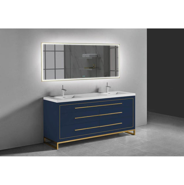 Madeli - Madeli Estate 60D'' Free standing Vanity Cabinet in Sapphire/HW: Polished Chrome(PC) - Sapphire With Polished Chrome