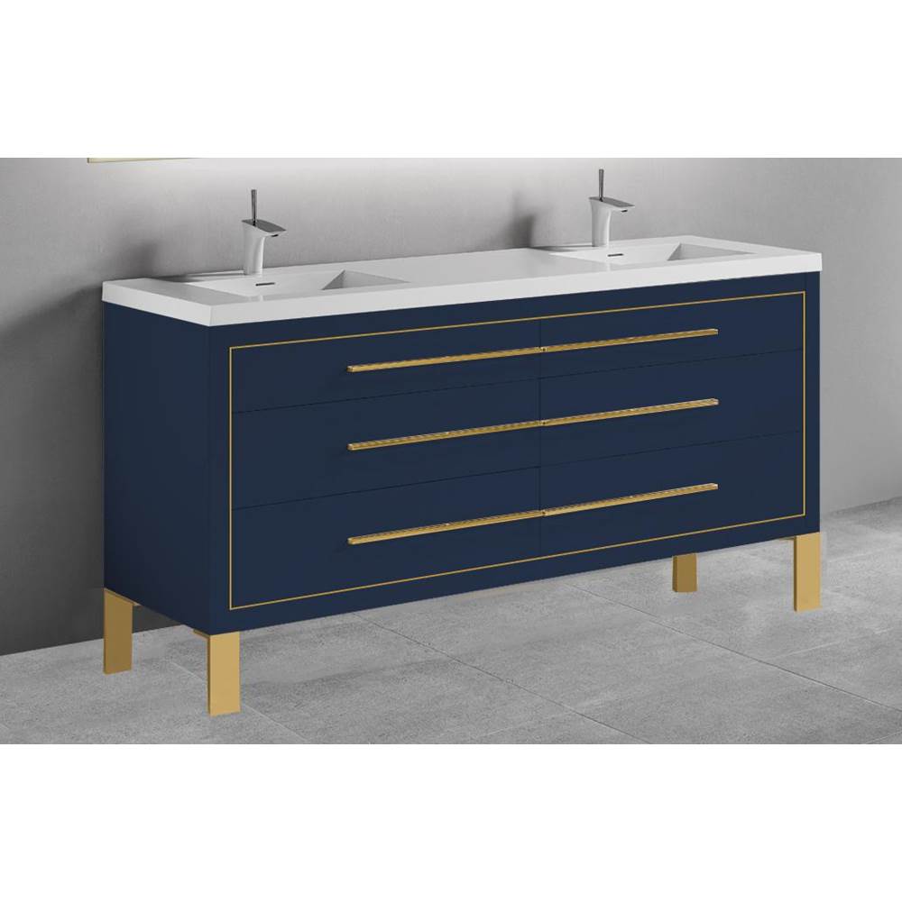 Madeli - Madeli Estate 60D'' Free standing Vanity Cabinet in Sapphire/HW: Polished Chrome(PC) - Sapphire With Polished Chrome
