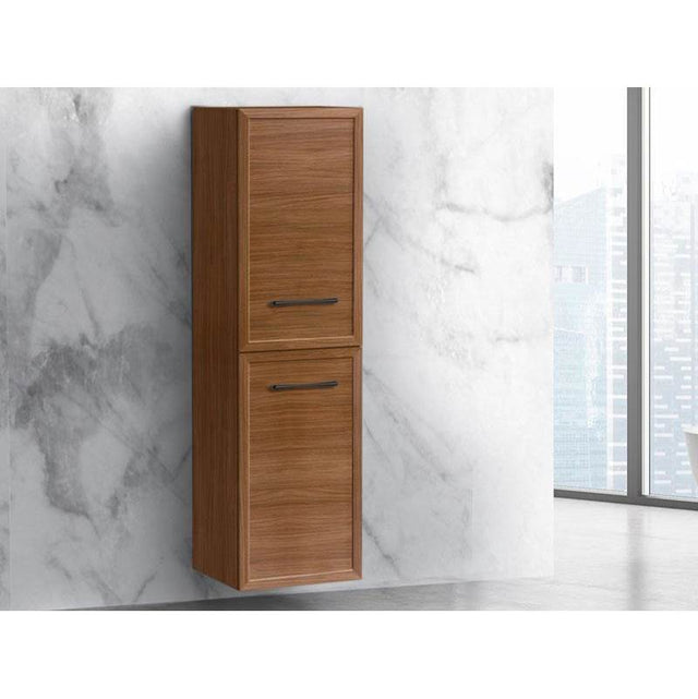 Madeli - Madeli Contour 20''W x 18''D x 71''H Wall Hung Linen Cabinet R Hinged in Natural Walnut/HW: Handles Polished Chrome(PC) - Natural Walnut With Polished Chrome
