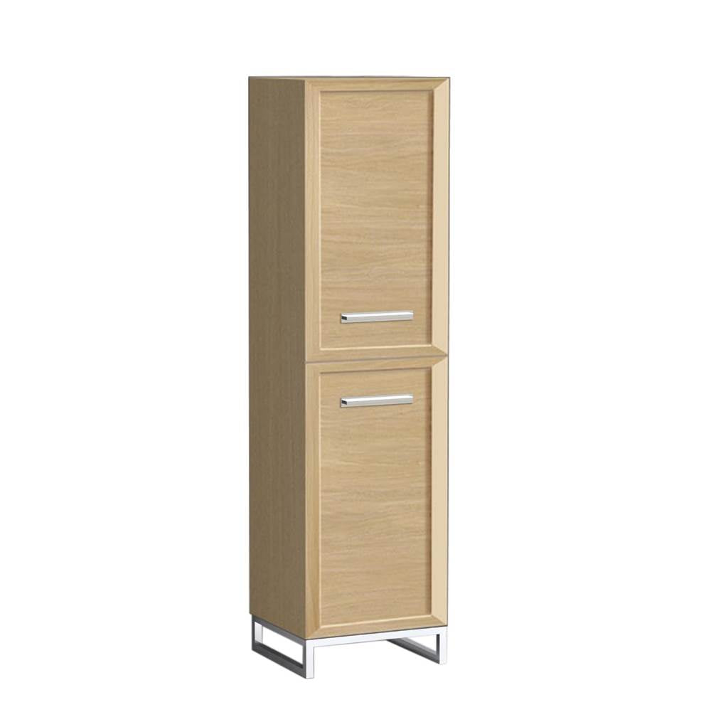 Madeli - Madeli Portrait 20''W x 18''D x 76''H Free Standing Linen Cabinet R Hinged in Natural Oak/HW: Handles/Feet Polished Nickel(PN) - Natural Oak With Polished Nickel