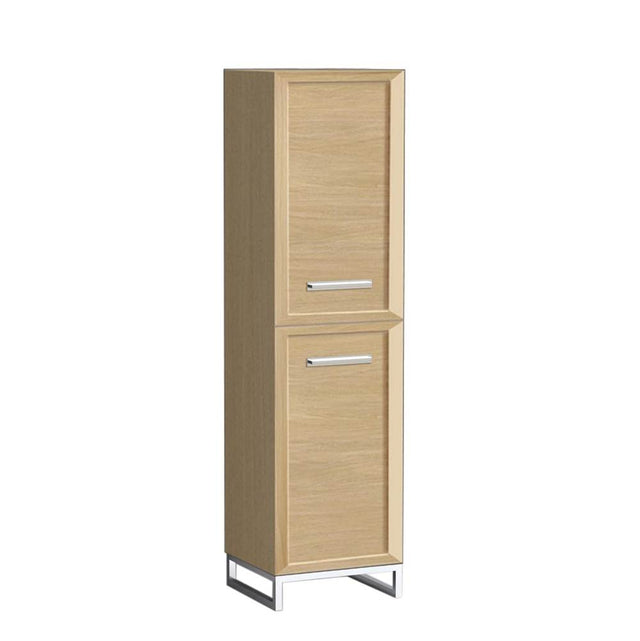 Madeli - Madeli Portrait 20''W x 18''D x 76''H Free Standing Linen Cabinet R Hinged in Natural Oak/HW: Handles/Feet Satin Brass(SB) - Natural Oak With Satin Brass