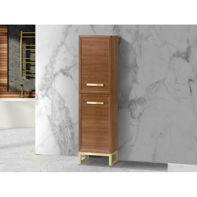 Madeli - Madeli Portrait 20''W x 18''D x 76''H Free Standing Linen Cabinet R Hinged in Natural Walnut/HW: Handles/Feet Polished Chrome(PC) - Natural Walnut With Polished Chrome