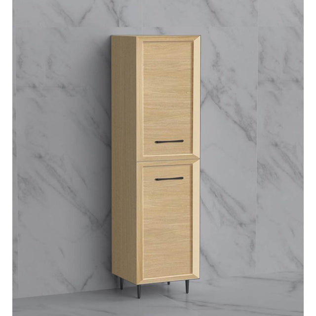 Madeli - Madeli Portrait 20''W x 18''D x 76''H Free Standing Linen Cabinet R Hinged in Natural Oak/HW: Handles/Feet Matte Black(MB) - Natural Oak With Matte Black