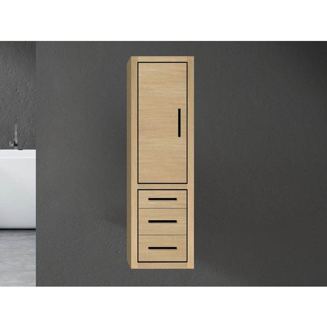 Madeli - Madeli Villa 20''W x 18''D x 71''H Wall Hung Linen Cabinet L Hinged In Natural Oak/HW: Satin Brass(SB) - Natural Oak With Satin Brass