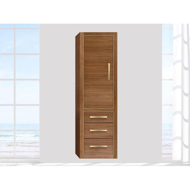 Madeli - Madeli Villa 20''W x 18''D x 71''H Wall Hung Linen Cabinet L Hinged In Natural Walnut/HW: Satin Brass(SB) - Natural Walnut With Satin Brass