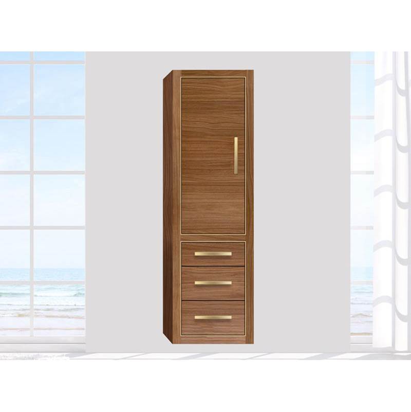 Madeli - Madeli Villa 20''W x 18''D x 71''H Wall Hung Linen Cabinet L Hinged In Natural Walnut/HW: Polished Chrome(PC) - Natural Walnut With Polished Chrome