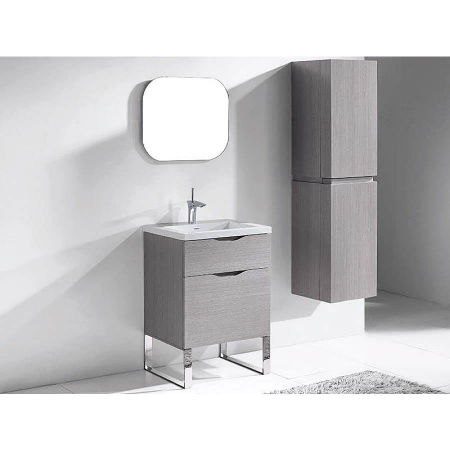 Madeli - Madeli Milano 24'' Free Standing Vanity Cabinet Ash Grey/HW: Satin Brass(SB) - Ash Gray With Satin Brass