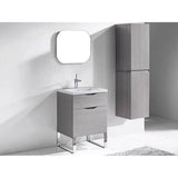 Madeli - Madeli Milano 24'' Free Standing Vanity Cabinet Ash Grey/HW: Satin Brass(SB) - Ash Gray With Satin Brass